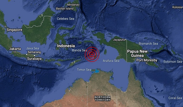 Gempa bumi sederhana di Laut Banda, Indonesia