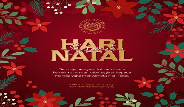 Agong, Raja Permaisuri zahir ucapan Selamat Hari Natal