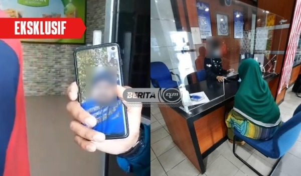 (Gambar kiri) - Shuib meminta kebenaran kepada salah seorang anak pemimpin tertinggi GISBH. (Gambar kanan) ibunya buat repot polis di balai polis Jitra, Kedah yang enggan mengikut anaknya pulang ke Kuala Lumpur untuk mendapatkan rawatan pada Januari 2022.