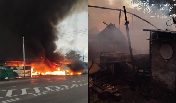 Dua rumah, sebuah kedai musnah dalam kebakaran di Miri