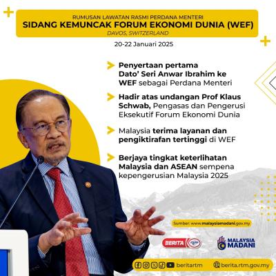 RUMUSAN LAWATAN RASMI PERDANA MENTERI SIDANG KEMUNCAK FORUM EKONOMI DUNIA (WEF)