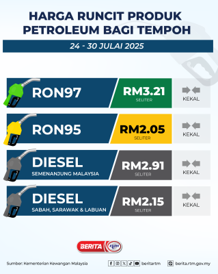 HARGA RUNCIT PRODUK PETROLEUM BAGI TEMPOH 24 - 30 JULAI 2025