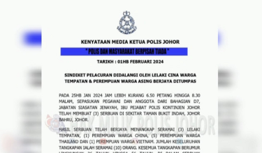 Kenyataan yang dikeluarkan Polis Johor