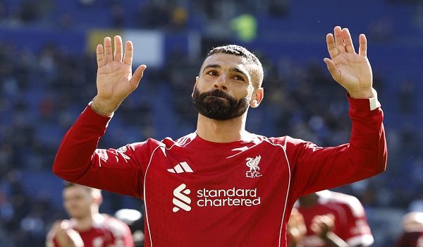 Soccer Football - Premier League - Everton v Liverpool - Hill Dickinson Stadium, Liverpool, Britain - April 19, 2026 Liverpool's Mohamed Salah celebrates after the match Action Images via Reuters/Jason Cairnduff EDITORIAL USE ONLY. NO USE WITH UNAUTHORIZED AUDIO, VIDEO, DATA, FIXTURE LISTS, CLUB/LEAGUE LOGOS OR 'LIVE' SERVICES. ONLINE IN-MATCH USE LIMITED TO 120 IMAGES, NO VIDEO EMULATION. NO USE IN BETTING, GAMES OR SINGLE CLUB/LEAGUE/PLAYER PUBLICATIONS. PLEASE CONTACT YOUR ACCOUNT REPRESENTATIVE FOR FURTHER DETAILS..