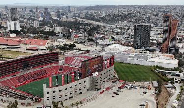 A drone view shows Club Tijuana Xoloitzcuintles de Caliente's training facilities after the club announced the city will serve as the FIFA World Cup 2026 base camp for Iran’s national team, which Mexican President Claudia Sheinbaum said will stay in Mexico and travel to the United States for its three matches after Washington declined to host the squad, in Tijuana, Mexico, May 26, 2026. REUTERS/Aimee Melo