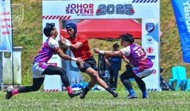 Antara aksi menarik pada kejohanan Ragbi Johor 7s 2025.