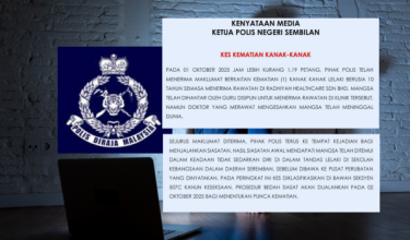 Orang ramai dinasihatkan supaya tidak membuat sebarang spekulasi atau menyebarkan maklumat tidak sahih berhubung insiden tersebut/RTM