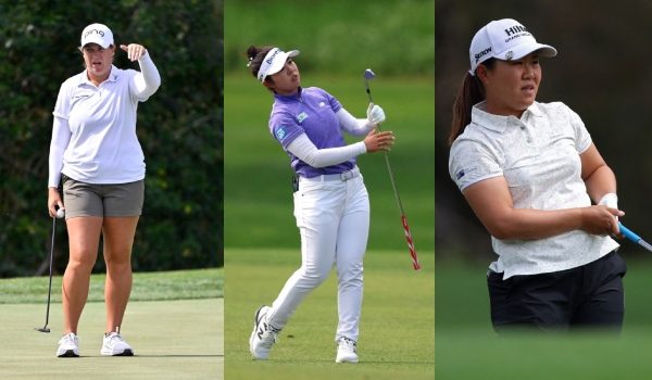 Juara bertahan, Miyu Yamashita (tengah), rakan senegara, Nasa Hataoka (kiri) dan pemain Kanada, Lauren Coughlin (kanan) berkongsi kedudukan pendahulu LPGA Aramco/AFP