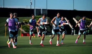 Pasukan Argentina melakukan latihan rasmi di Kansas City sebagai persiapan menjelang Piala Dunia 2026/ REUTERS