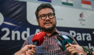  -- Presiden Majlis Paralimpik Malaysia, Datuk Seri Megat D. Shahriman Datuk Zaharudin ketika ditemubual pemberita selepas Majlis Pembukaan Rasmi Kejohanan Para Throwball Asia Kali Kedua 2026 di Pusat Kecemerlangan Sukan Paralimpik Kampung Pandan hari ini.