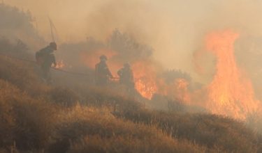 Ribuan penduduk dan pelancong di Crete, Greece diarah pindah susulan kebakaran hutan./REUTERS