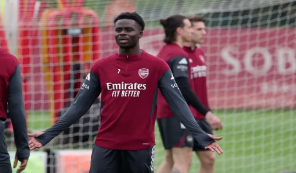 Bukayo Saka kembali menjalani latihan menghadapi aksi separuh akhir kedua Liga Juara-Juara Eropah menentang Atletico Madrid