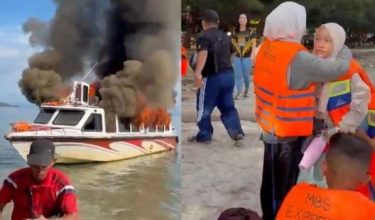Punca kejadian kebakaran bot di Labuan masih dalam siasatan.-Foto Bernama