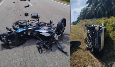 Lelaki berusia 40 tahun maut di tempat kejadian/Foto Polis