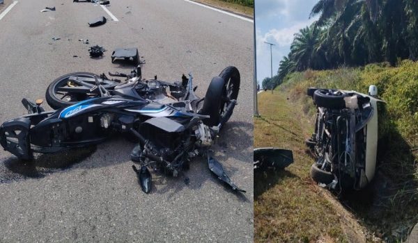 Lelaki berusia 40 tahun maut di tempat kejadian/Foto Polis