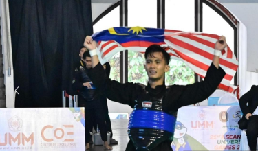 Atlet silat,  Mohammad Firdaus Mohd Israj memenangi pingat emas di Sukan Universiti ASEAN (AUG) 2024.