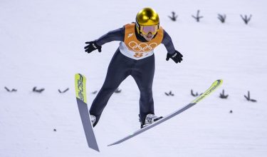 ZHANGJIAKOU, CHINA - FEBRUARY 07: Katharina Althaus of Germany in action competes during the ski jumping mixed relay during the Beijing 2022 Winter Olympics at National Ski Jumping Centre on February 7, 2022 in Zhangjiakou, China. (Photo by Tom Weller/VOIGT/DeFodi Images via Getty Images)