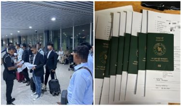 Pasukan AKPS KLIA1 mengiringi 26 warga Bangladesh ke Pejabat Operasi untuk semakan lanjut sebelum dihantar pulang/Foto Facebook AKPS