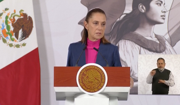 Presiden Mexico, Claudia Sheinbaum bercakap dalam sidang media pada Rabu / REUTERS