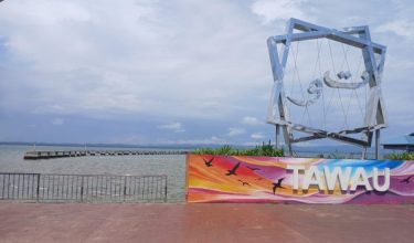 Suasana semasa di Taman Traulsen lokasi riadah pesisir pantai terkenal di Tawau yang dipantau pihak bomba susulan amaran tsunami hari ini/Foto RTM Tawau