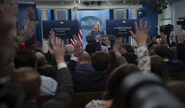 WASHINGTON DC, UNITED STATES - APRIL 8: White House press secretary Karoline Leavitt speaks at the White House Press Briefing room in Washington DC., United States, on April 8, 2026. Celal Gunes / AnadoluNo Use USA No use UK No use Canada No use France No use Japan No use Italy No use Australia No use Spain No use Belgium No use Korea No use South Africa No use Hong Kong No use New Zealand No use Turkey