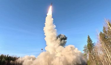 This grab from a handout footage released by the Russian Defence Ministry press service on October 22, 2025, shows the launch of a Yars intercontinental ballistic missile at Plesetsk testing field in northern Russia during drills of the country's nuclear forces. (Photo by Handout / Russian Defence Ministry / AFP) / RESTRICTED TO EDITORIAL USE - MANDATORY CREDIT "AFP PHOTO / RUSSIAN DEFENCE MINISTRY" - HANDOUT - NO MARKETING NO ADVERTISING CAMPAIGNS - DISTRIBUTED AS A SERVICE TO CLIENTS