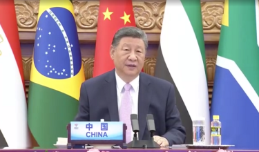 Xi Jinping, Presiden China berucap pada Sidang Kemuncak BRICS secara maya / Foto REUTERS