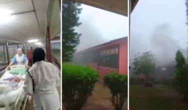 Tangkap layar video tular yang memaparkan situasi di Hospital Jengka yang terbakar di bahagian siling melibatkan Wad Kanak-Kanak dan Wad Wanita  malam ini. / Foto orang awam