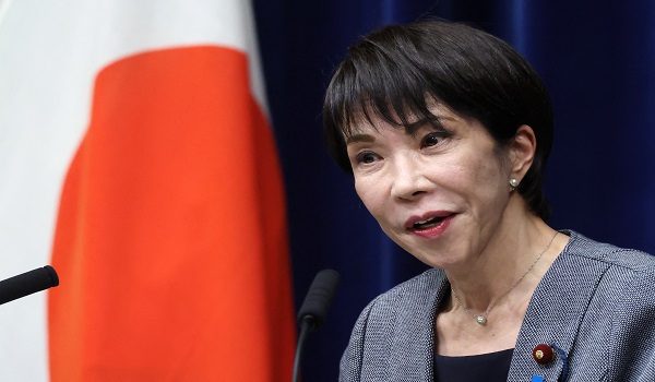 Japanese Prime Minister Sanae Takaichi speaks during a news conference at the prime ministers office in Tokyo on December 17, 2025. Takaichi said she is "always open" to dialogue with China as a diplomatic row between Tokyo and Beijing simmers on. (Photo by Kiyoshi Ota / POOL / AFP)