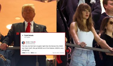 Donald Trump dan Taylor Swift menghadiri perlawanan Super Bowl pada malam Ahad/AFP