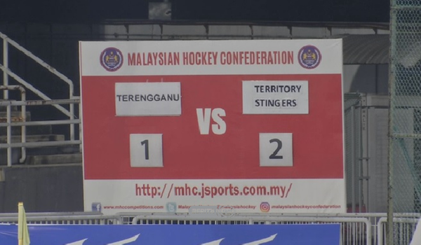 Aksi Kumpulan Wanita Liga Hoki TNB Malaysia 2026 menyaksikan perlawanan Territory Stingers menentang Terengganu