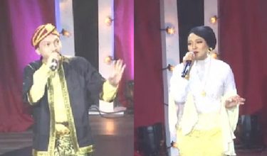 Mohamad Faqhrul Azhar dan Nurul Fatihah Mohd Nazri beraksi di pentas akhir Bintang P. Ramlee 2024 Zon Utara