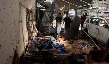 Khemah yang dibedil tentera Israel sehingga meragut nyawa dua wartawan dan dua jurukamera Al Jazeera di Gaza City