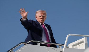 JOINT BASE ANDREWS, MARYLAND - APRIL 10: U.S. President Donald Trump speaks to reporters before boarding Air Force One on April 10, 2026 at Joint Base Andrews, Maryland. President Trump is traveling to Charlottesville, Virginia to attend a fundraiser.   Win McNamee/Getty Images/AFP (Photo by WIN MCNAMEE / GETTY IMAGES NORTH AMERICA / Getty Images via AFP)
