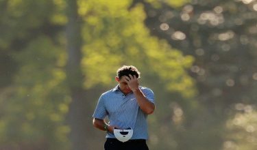 Golf - The Masters - Augusta National Golf Club, Augusta, Georgia, U.S. - April 11, 2026 Northern Ireland's Rory McIlroy reacts during the third round REUTERS/Kylie Cooper