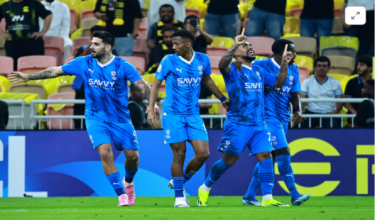 Para pemain Al-Hilal meraikan kemenangan menentang Al-Ittihad / Foto Reuters