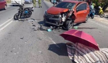 Kemalangan di Jalan Tanah Merah, Pendang mengakibatkan seorang penunggang motosikal maut/ POLIS DAERAH PENDANG