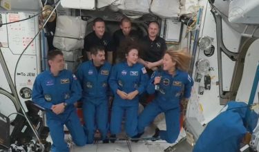 This still image from a NASA livestream shows Crew-12 answering questions during a livestream aboard the International Space Station (ISS) on February 14, 2026. Four astronauts docked at the International Space Station (ISS) for a months-long research mission, replacing a crew forced to return to Earth early over a medical issue. The US space agency's international Crew-12 blasted off early February 13 aboard a SpaceX Falcon 9 rocket from the Cape Canaveral launch site in Florida. (Photo by HANDOUT / NASA / AFP) / RESTRICTED TO EDITORIAL USE - MANDATORY CREDIT "AFP PHOTO / NASA / HANDOUT" - HANDOUT - NO MARKETING NO ADVERTISING CAMPAIGNS - DISTRIBUTED AS A SERVICE TO CLIENTS