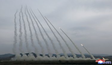 This picture taken on March 14, 2026 and released by North Korea's official Korean Central News Agency (KCNA) via KNS on March 15, 2026 shows a training exercise of North Korean Army's 600mm-calibre ultra-precision multiple rocket launchers, at an undisclosed location in North Korea. (Photo by KCNA VIA KNS / AFP) / South Korea OUT / ---EDITORS NOTE--- RESTRICTED TO EDITORIAL USE - MANDATORY CREDIT "AFP PHOTO/KCNA VIA KNS" - NO MARKETING NO ADVERTISING CAMPAIGNS - DISTRIBUTED AS A SERVICE TO CLIENTS
THIS PICTURE WAS MADE AVAILABLE BY A THIRD PARTY. AFP CAN NOT INDEPENDENTLY VERIFY THE AUTHENTICITY, LOCATION, DATE AND CONTENT OF THIS IMAGE. /