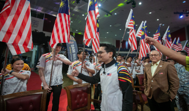 Menteri Belia dan Sukan Dr Mohammed Taufiq Johari (empat,kiri) sewaktu Majlis Perasmian Kem Fasa 1 Sukan SEA 2027 di Universiti Pendidikan Sultan Idris di Tanjong Malim, Perak, baru-baru ini./BERNAMA