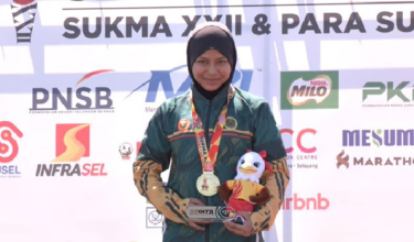 Nurul Nabilah Mohd Asri rangkul emas dan mempertahankan kejuaraan Kedah dalam acara Cross-Country Olympic (XCO) wanita pada temasya SUKMA XXII Selangor 2026