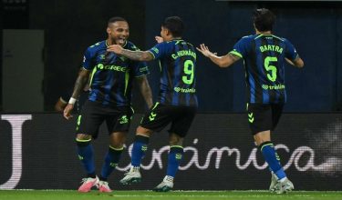 Pemain Real Betis meraikan jaringan ketika aksi menentang Villarreal /AFP