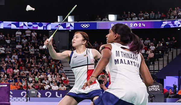  Beregu wanita negara, M. Thinaah dan Pearly Tan ketika di Sukan Olimpik Paris 2024