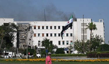 Bangunan Kementerian Pertahanan Syria yang musnah diserang tentera Israel/Foto AFP