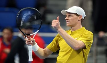 Tennis - WTA 1000 - Qatar Open - International Tennis and Squash complex, Doha, Qatar - February 16, 2026 Italy's Jannik Sinner reacts after winning his round of 32 match against Czech Republic's Tomas Machac REUTERS/Mohammed Salem
