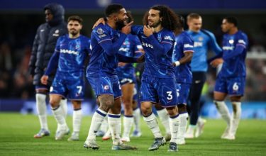 Aksi para pemain Chelsea ketika meraikan gol tunggal menentang Manchester United / Foto AFP