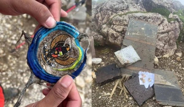 Antara barang yang ditemukan di Bukit Bulusaraung pagi Ahad/Foto Orang Awam