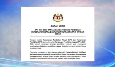RPN 2026–2035 akan dilancar Perdana Menteri 20 Januari ini.