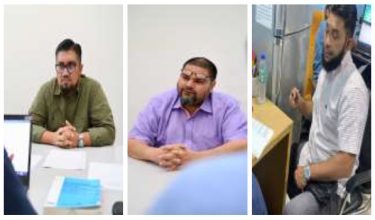 Badrul Hisham Shaharin (kiri), Mohamad Salim Iskandar (tengah) dan Wan Muhammad Azri Wan Deris (kanan) hadir untuk dirakam percakapan/Foto MCMC