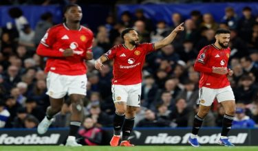 Penyerang Manchester United,  Matheus Cunha ketika menjaringkan gol tunggal pasukan mengatasi Chelsea di Stamford Bridge/Foto REUTERS